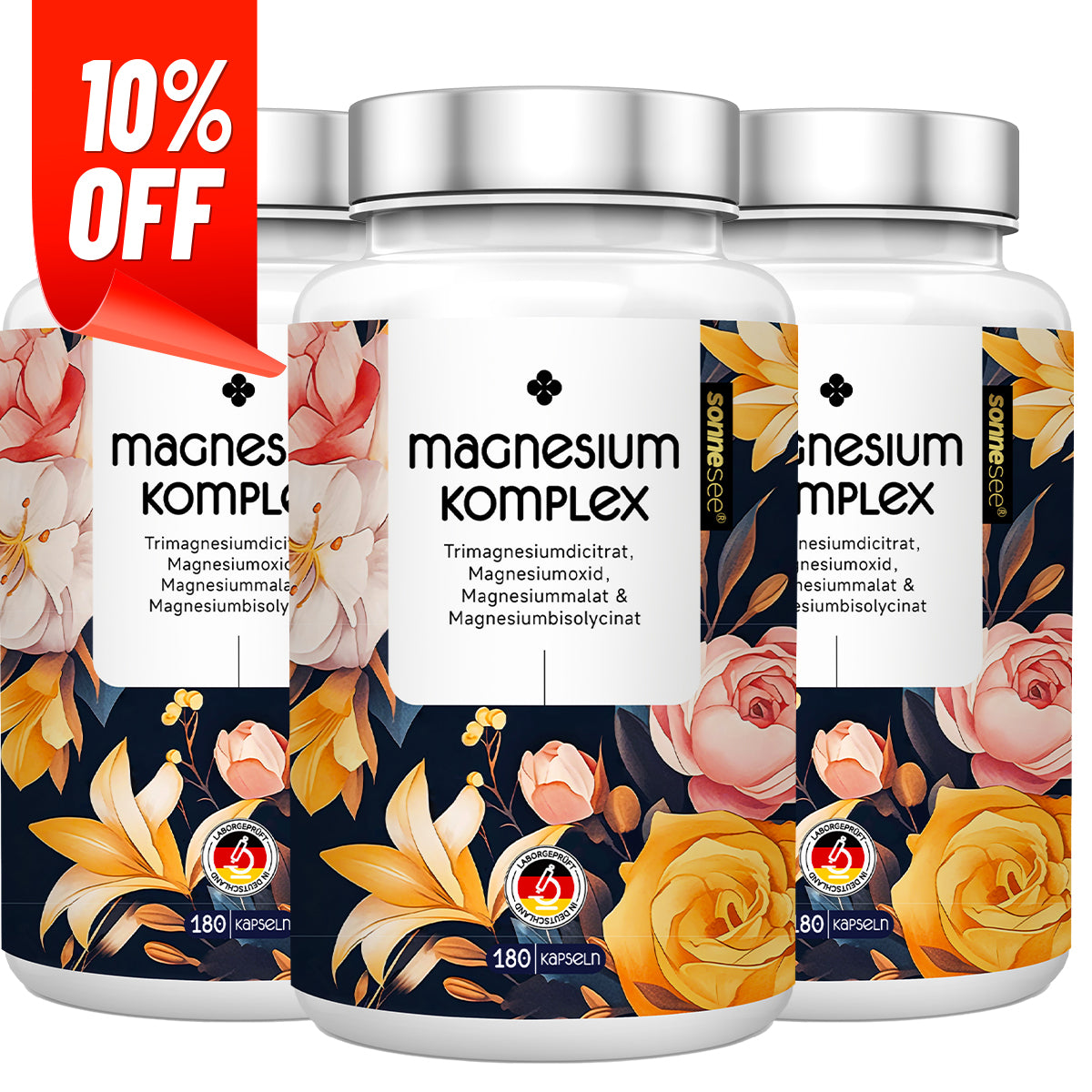 Dein täglicher Magnesium-Komplex – 180 Kapseln · Hochdosiert · Hergestellt & geprüft in Deutschland