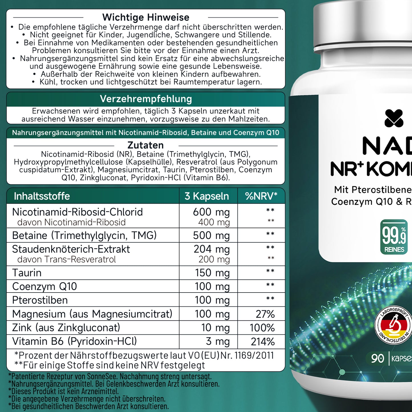 NAD⁺ NR Komplex 90 Kapseln