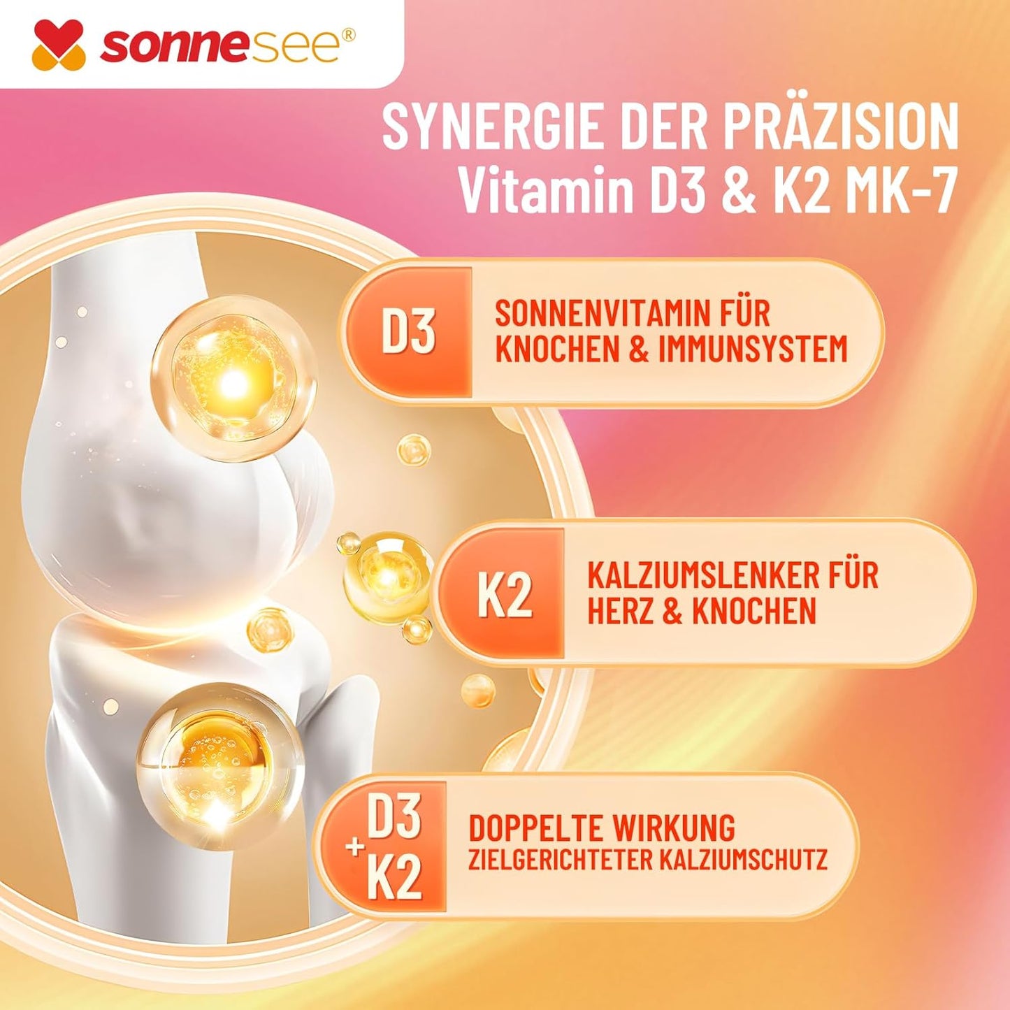 Sonnesee® Vitamin D3/K2 Tropfen Orangenaroma