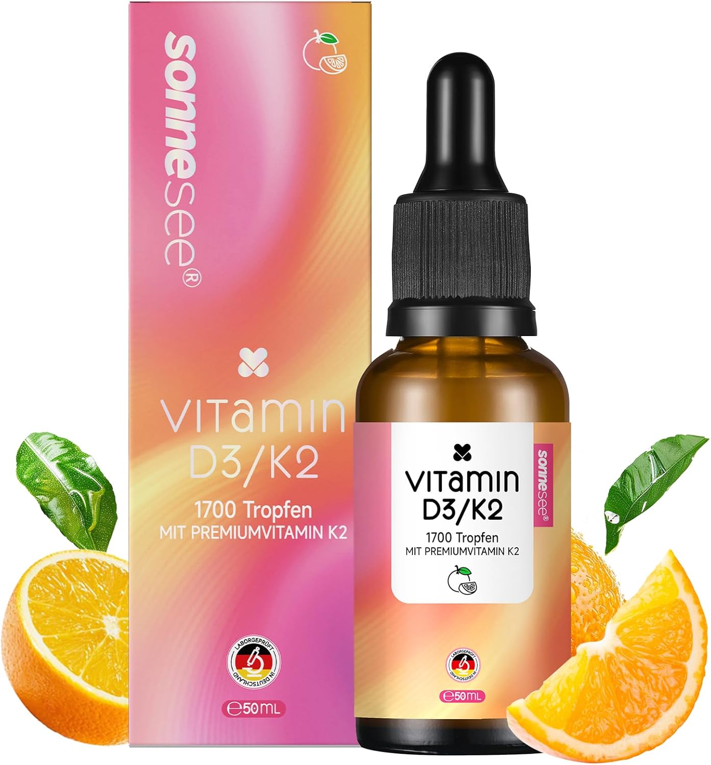 Sonnesee® Vitamin D3/K2 Tropfen Orangenaroma