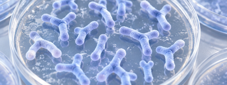Illustrative mikroskopische Darstellung verzweigter Bifidobacterium-animalis-subsp-lactis-Bakterien
