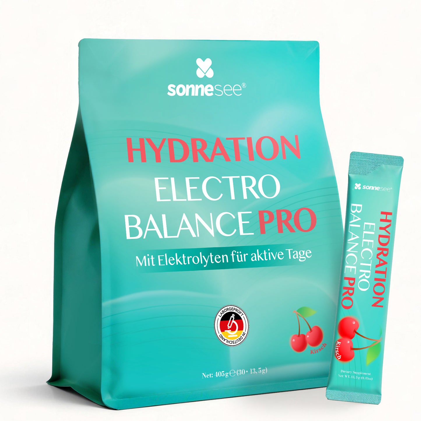 Sonnesee Elektrolyte Pulver   – 30 Sticks | Zuckerfrei | Mit Natrium, Kalium & Magnesium | Elektrolyt Getränkepulver für tägliche Hydration | Vegan
