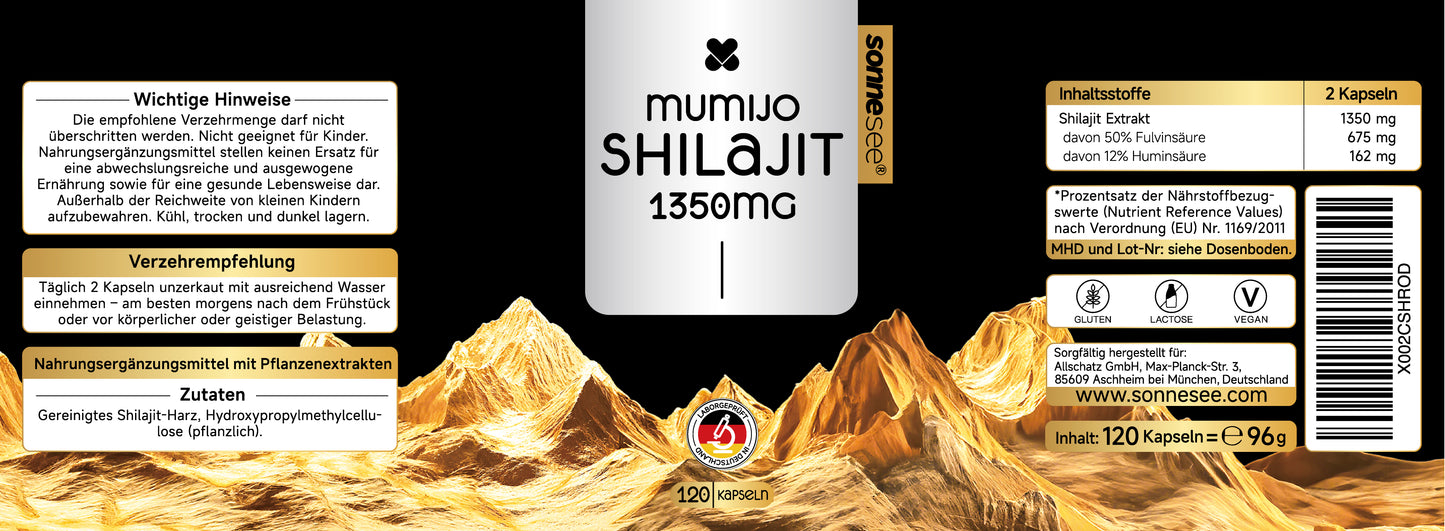 Sonnesee Shilajit – 1350 mg Hochdosiert pro Portion | Vegan & Laborgeprüft