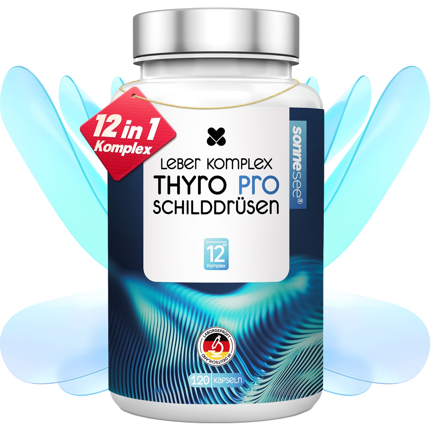 Sonnesee Umwandler Schilddrüse Komplex – 120 Kapseln – 12 Nährstoffe mit Selen, Zink & Vitamin D3 zur Unterstützung der normalen Schilddrüsenfunktion