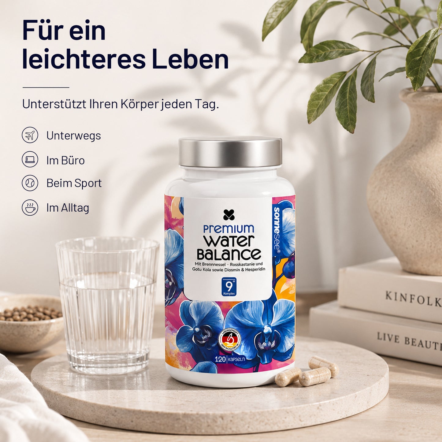 Sonnesee Premium Water Balance 120 – Pflanzenkomplex für Leichtigkeit und tägliche Wasserbalance