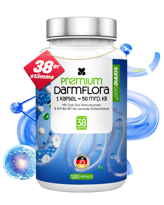 Darmflora Komplex mit 38 Bakterienstämmen – 50 Milliarden KBE täglich – 120 Kapseln Hochdosiert