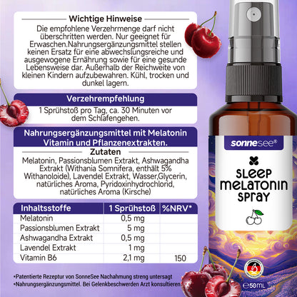 Sonnesee Sleep Spray Melatonin Ashwagandha mit Passionsblume, Lavendel & Vitamin B6