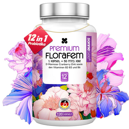 Sonnesee Premium FloraFem Kulturen Komplex 12 Bakterienstämme mit Mit D-Mannose, Cranberry, Zink und Vitaminen