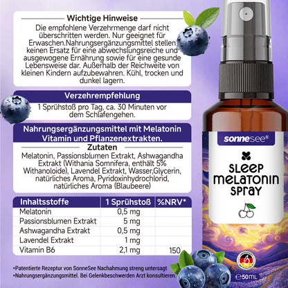 Sonnesee Sleep Spray Melatonin Ashwagandha mit Passionsblume, Lavendel & Vitamin B6
