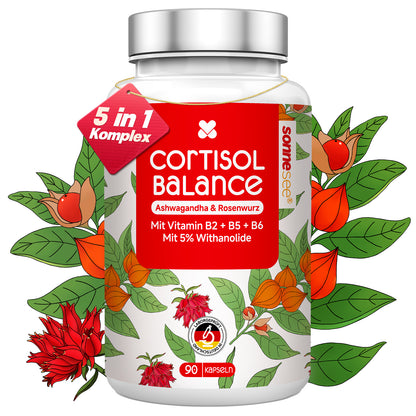 Cortisol Balance 5 in 1 Ashwagandha & Rhodiola Rosea pro Tag 600mg Komplex