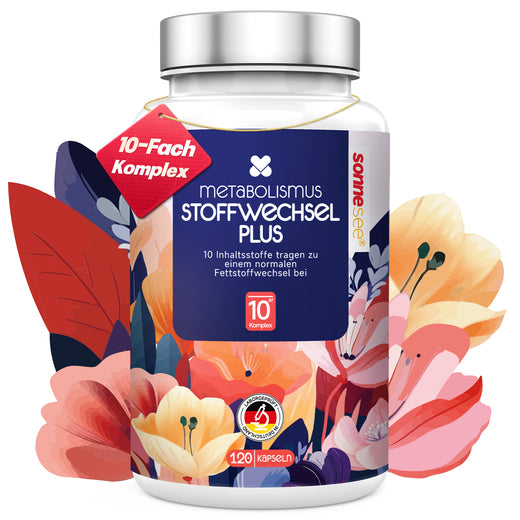 Stoffwechsel Komplex 10-in-1 mit Cholin für den Fettstoffwechsel & Chrom – mit L-Carnitin, Grünem Tee, Garcinia Cambogia & Apfelessig – Kapseln,