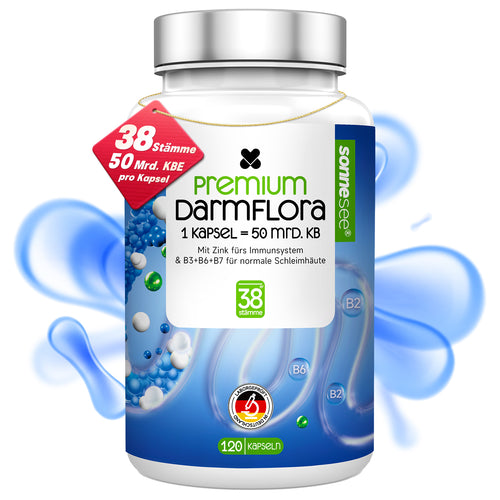 Pro 50Mrd Darmflora 38 Stämme Hochdosierte Komplexformel mit Akazienfaser, L-Glutamin, Zink & B-Vitaminen