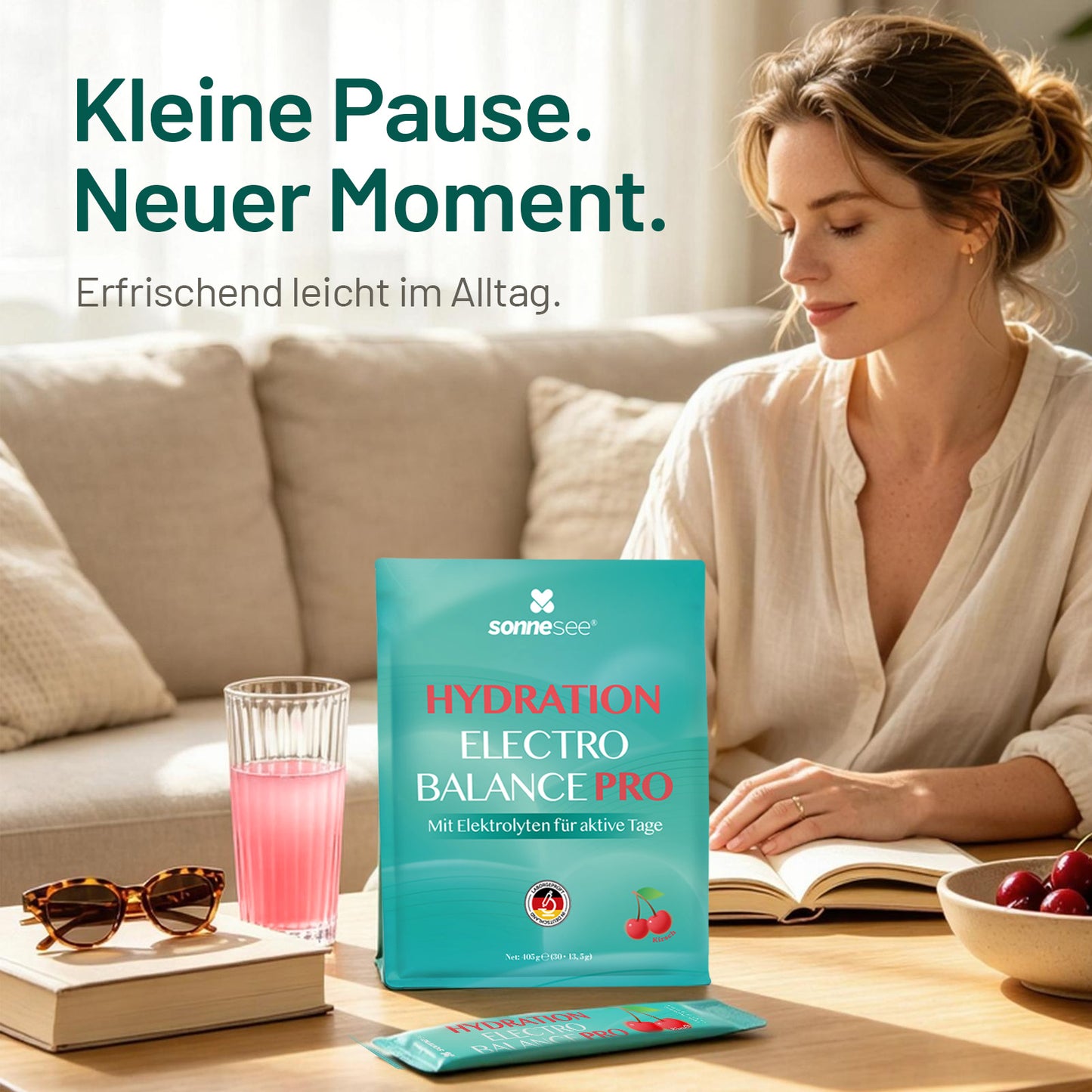 Sonnesee Elektrolyte Pulver   – 30 Sticks | Zuckerfrei | Mit Natrium, Kalium & Magnesium | Elektrolyt Getränkepulver für tägliche Hydration | Vegan