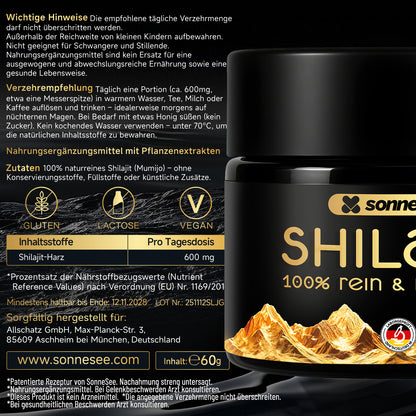Sonnesee® Shilajit Harz – 100% rein & natürlich | 60 g