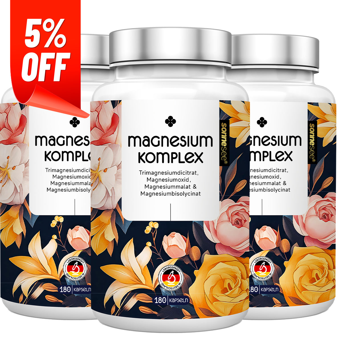 Dein täglicher Magnesium-Komplex – 180 Kapseln · Hochdosiert · Hergestellt & geprüft in Deutschland