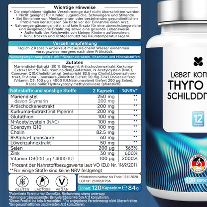 Sonnesee Umwandler Schilddrüse Komplex – 120 Kapseln – 12 Nährstoffe mit Selen, Zink & Vitamin D3 zur Unterstützung der normalen Schilddrüsenfunktion