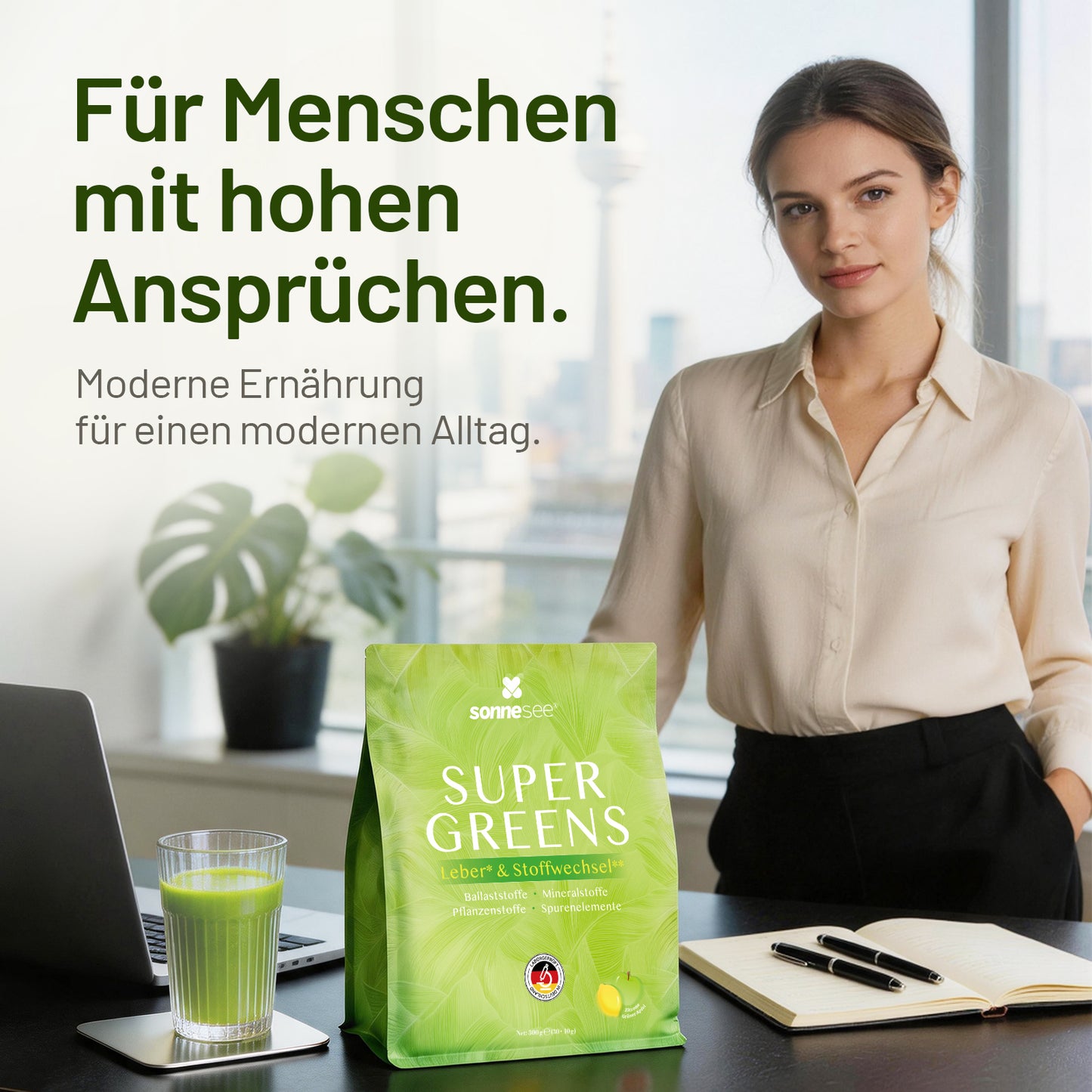 SUPER GREENS für einen bewussten Alltag  Pflanzenstoffe · Ballaststoffe · Leber & Stoffwechsel · Spurenelemente