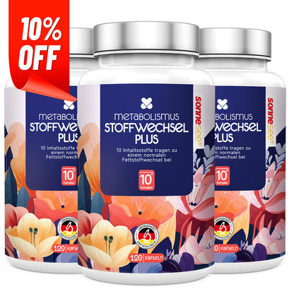 Stoffwechsel 10 in 1 Komplex Hochdosiert mit L-Carnitin Grünem Tee Cholin wilder indischer Spargel Bittermelone Garcinia Cambogia & Chrom Apfelessig Kapseln in Deutschland produziert