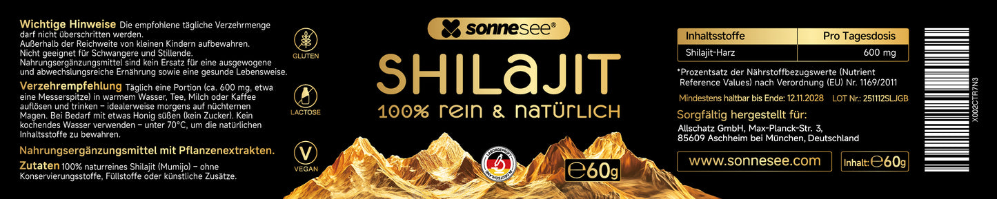 Sonnesee® Shilajit Harz – 100% rein & natürlich | 60 g