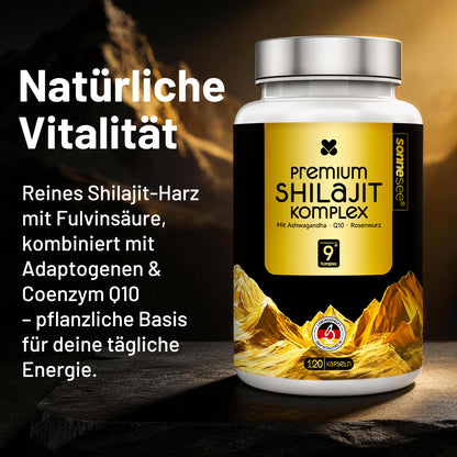 Sonnesee Premium Shilajit Komplex – Rein, Hochdosiert & Laborgeprüft | Mit Ashwagandha, Rhodiola & Q10