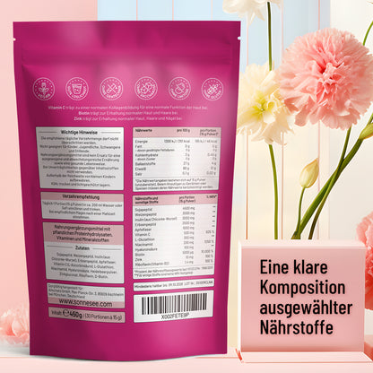 3in1 Beauty Balance Light Pflanz Collagen Peptide, Inulin, Vitamin C, Biotin & Zink – für Haut & Darm – 450 g
