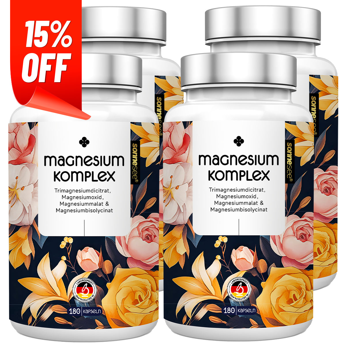 Dein täglicher Magnesium-Komplex – 180 Kapseln · Hochdosiert · Hergestellt & geprüft in Deutschland