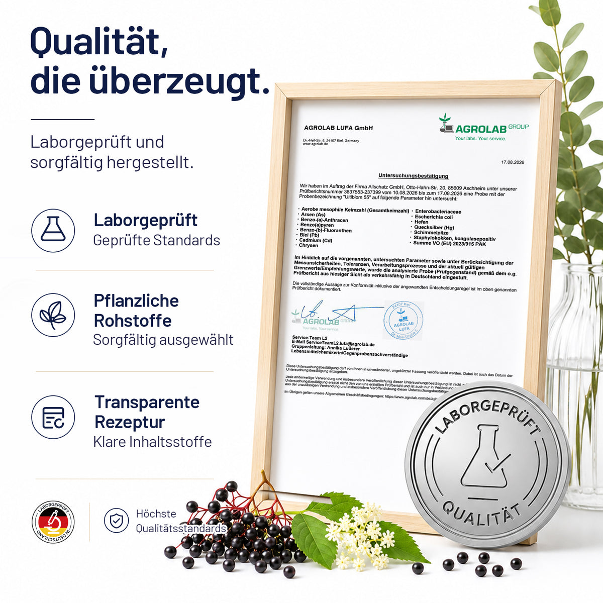 55 Bakterienkulturen 50 Mrd. KBE – Darmflora Komplex mit Inulin, Akazienfaser, FOS, Enzymen, Zink & Biotin – 30 Portionssticks – Sonnesee ULTIBIOM 55
