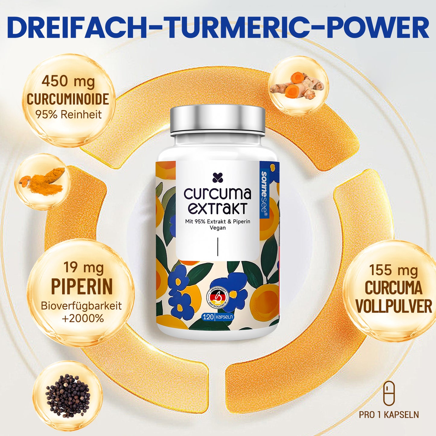 Sonnesee Curcuma Extrakt 120 Kapseln Hochdosiert