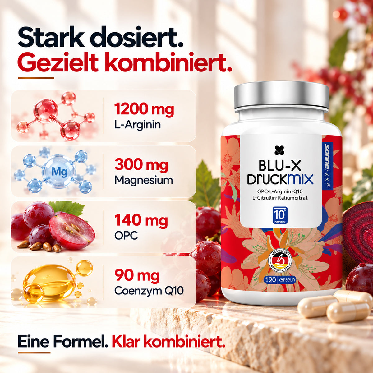 Sonnesee Komplex mit L-Arginin, Magnesium und Q10, 120 Kapseln – Bild 4