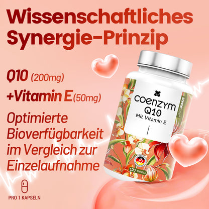 Sonnesee Coenzym Q10 120 Kapseln hochwertiges 4 Monate Vorrat mit Vitamin E 50mg aus pflanzlicher Fermentation Vegan