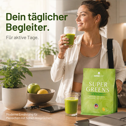 SUPER GREENS für einen bewussten Alltag  Pflanzenstoffe · Ballaststoffe · Leber & Stoffwechsel · Spurenelemente