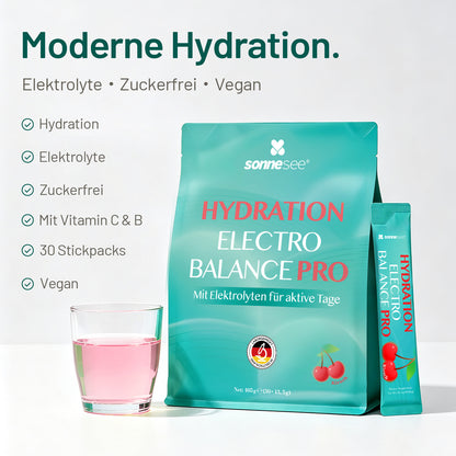 Sonnesee Elektrolyte Pulver   – 30 Sticks | Zuckerfrei | Mit Natrium, Kalium & Magnesium | Elektrolyt Getränkepulver für tägliche Hydration | Vegan
