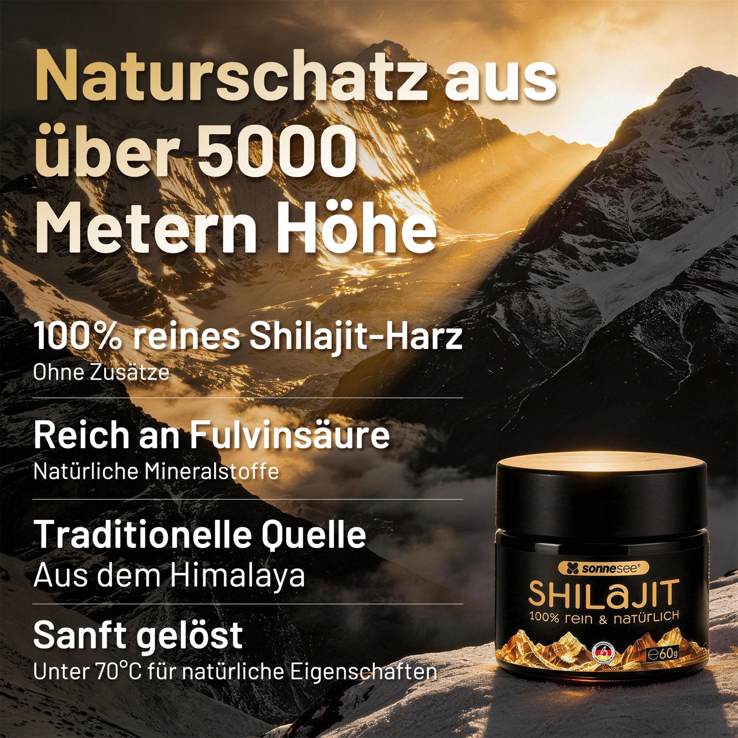 Sonnesee® Shilajit Harz – 100% rein & natürlich | 60 g