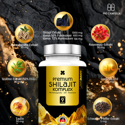 Sonnesee Premium Shilajit Komplex – Rein, Hochdosiert & Laborgeprüft | Mit Ashwagandha, Rhodiola & Q10