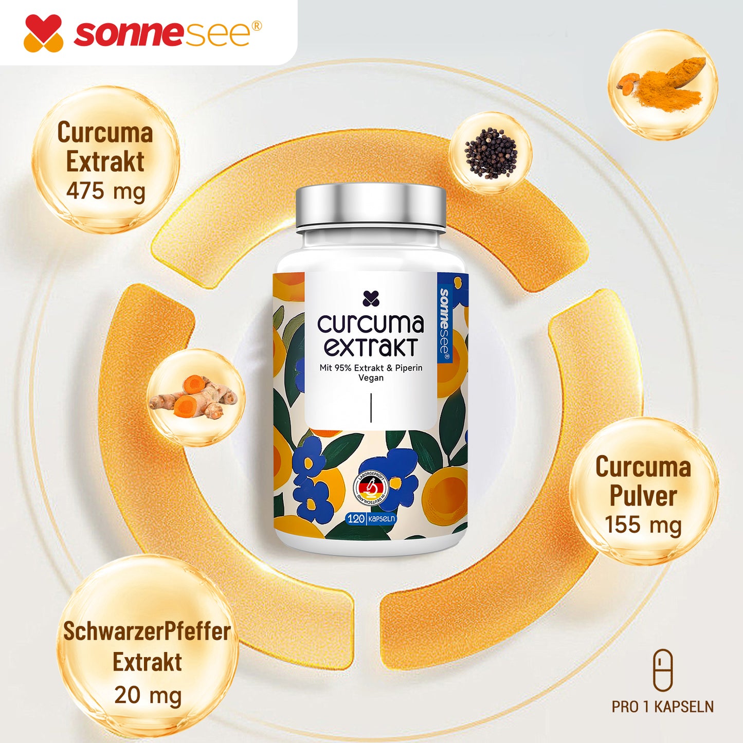 Curcuma Extrakt 120 Kapseln Hochdosiert
