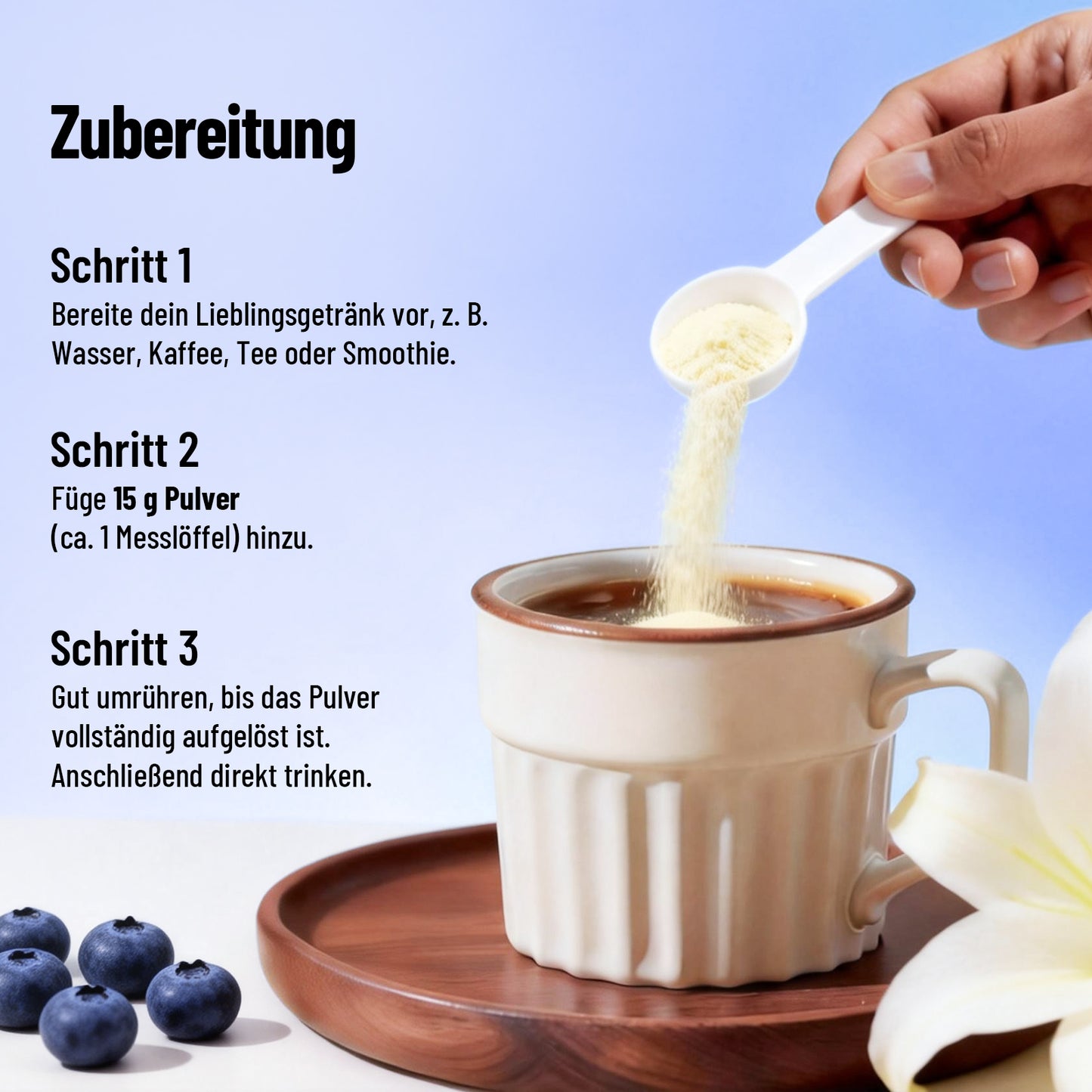 3in1 Beauty Balance Light Pflanz Collagen-Peptide, Inulin, Vitamin C, Biotin & Zink – für Haut & Darm – 450 g
