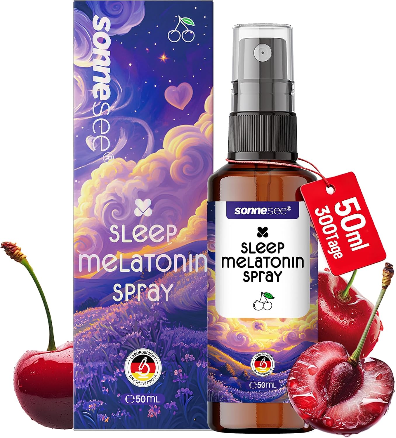 Sonnesee Sleep Spray Melatonin Ashwagandha mit Passionsblume, Lavendel & Vitamin B6