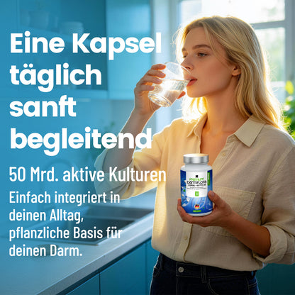 Pro 50Mrd Darmflora 38 Stämme Hochdosierte Komplexformel mit Akazienfaser, L-Glutamin, Zink & B-Vitaminen Hergestellt in Deutschland