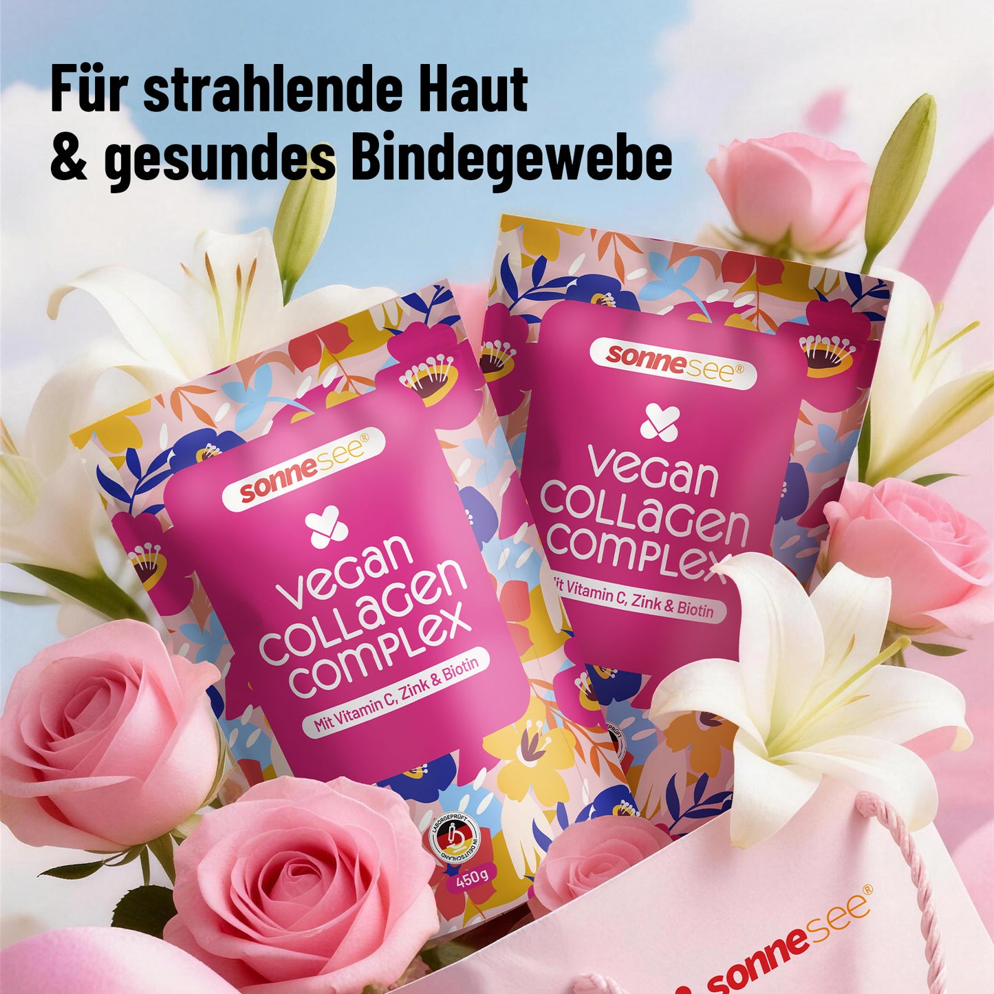 3in1 Beauty Balance Light Pflanz Collagen Peptide, Inulin, Vitamin C, Biotin & Zink – für Haut & Darm – 450 g