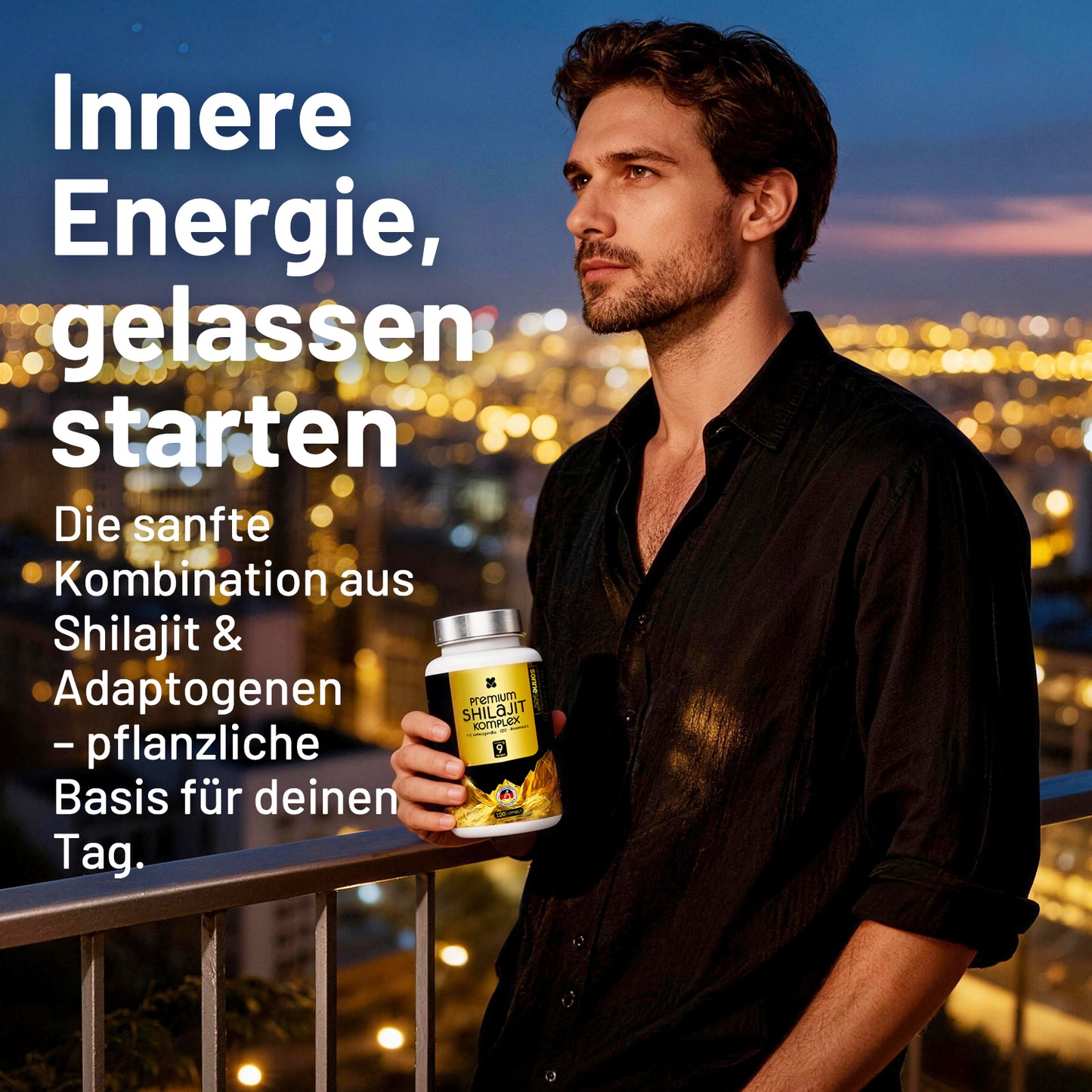 Sonnesee Premium Shilajit Komplex – Rein, Hochdosiert & Laborgeprüft | Mit Ashwagandha, Rhodiola & Q10
