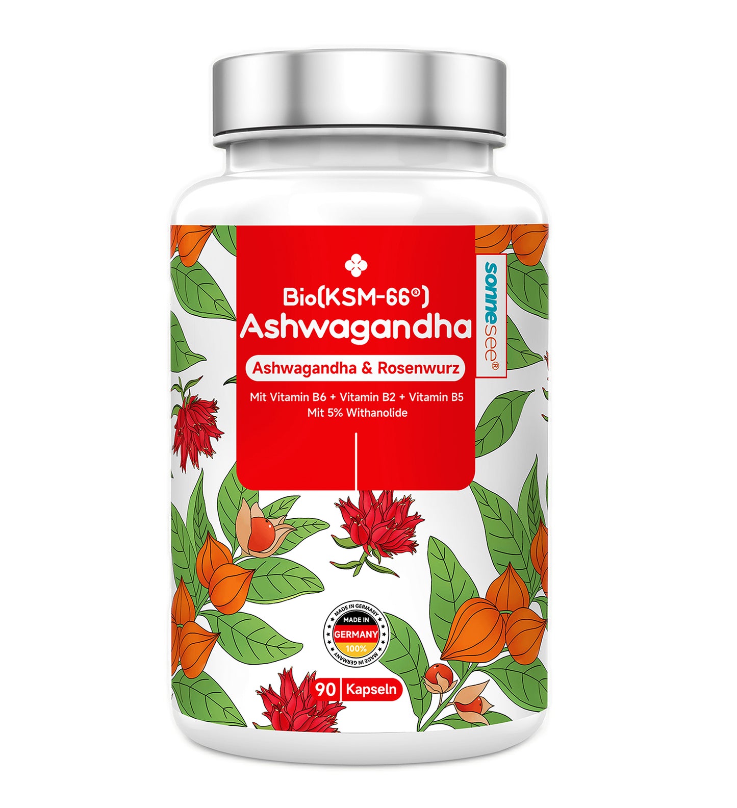 Bio Ashwagandha KSM-66 Rosenwurz 5 fach