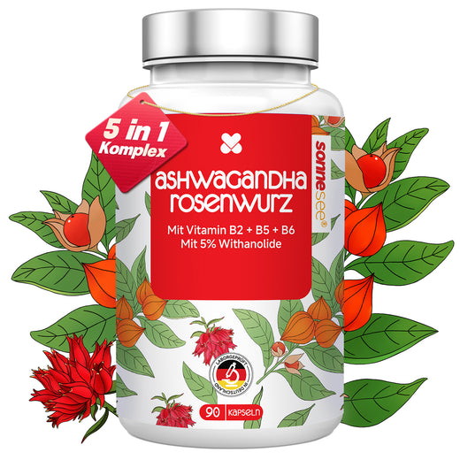 Ashwagandha & Rhodiola Rosea pro Tag 600mg Komplex