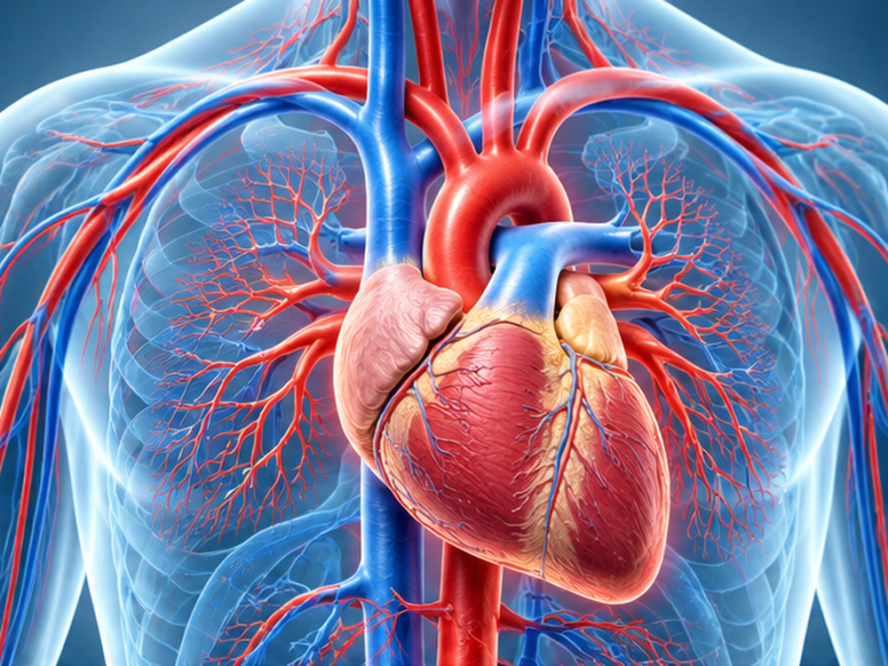 Anatomische Darstellung von Herz und Blutgefäßen