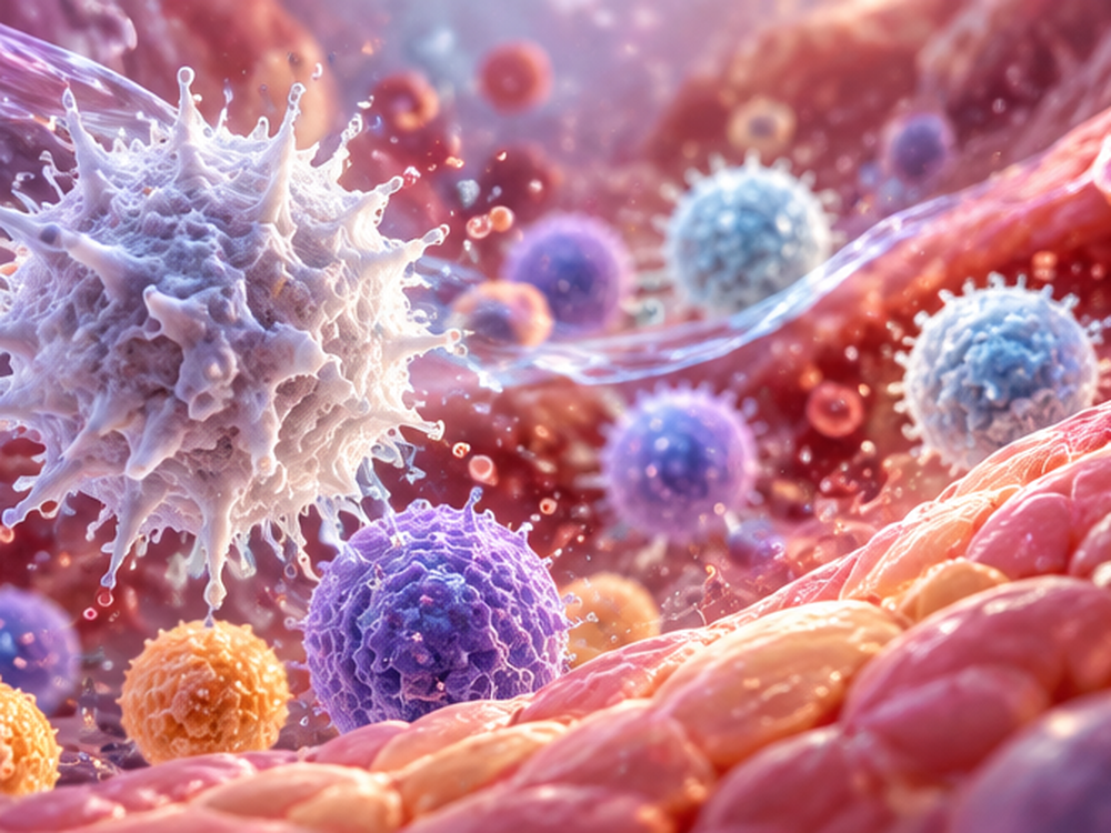 Abstrakte wissenschaftliche Darstellung verschiedener Immunzellen