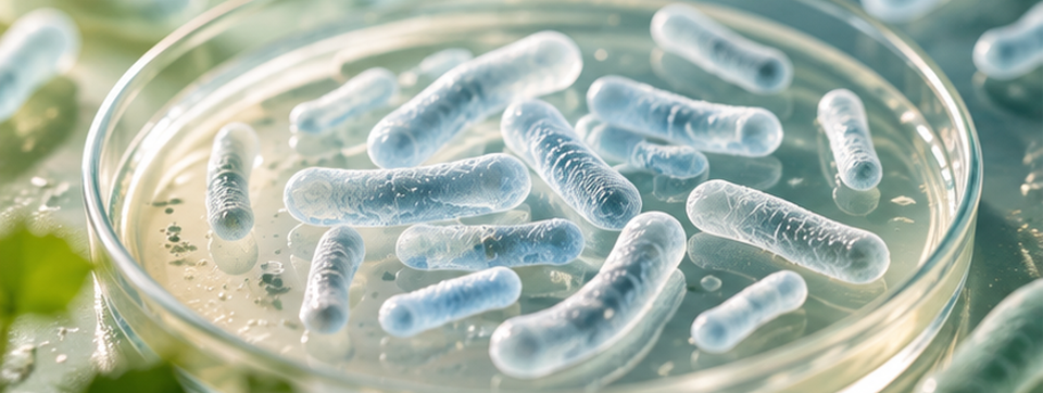 Illustrative mikroskopische Darstellung stäbchenförmiger Lactobacillus-rhamnosus-Bakterien