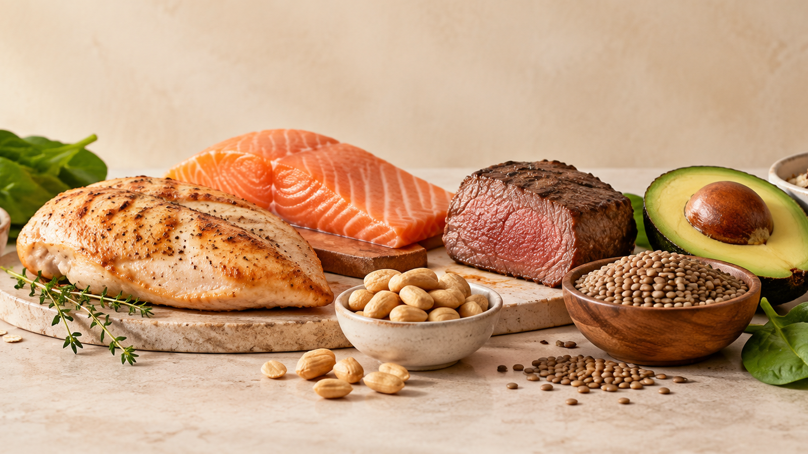 Niacin Lebensmittel mit Geflügel, Fisch, Fleisch, Erdnüssen und Hülsenfrüchten