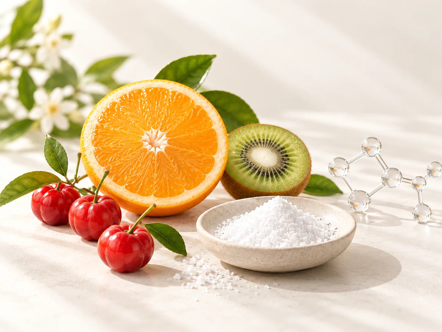 Natürliche Vitamin-C-Quellen wie Gemüse und Obst
